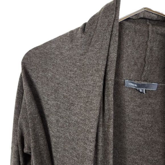 VINCE. Sweater Womens Small Brown Tie Front Cashmere Blend Draped Cardigan Shirt - Picture 5 of 9